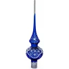 BESTPYSANKY Snowflake-Polar Star In Blue Sky Blue Glass Christmas Tree Topper 11 Inches
