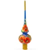 BESTPYSANKY Snowflake-Poppy Flowers On Blue Glass Christmas Tree Topper 11 Inches