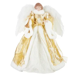 raz imports, inc Finials-Raz Imports Golden Angel Christmas Tree Topper Decoration 16 Inch