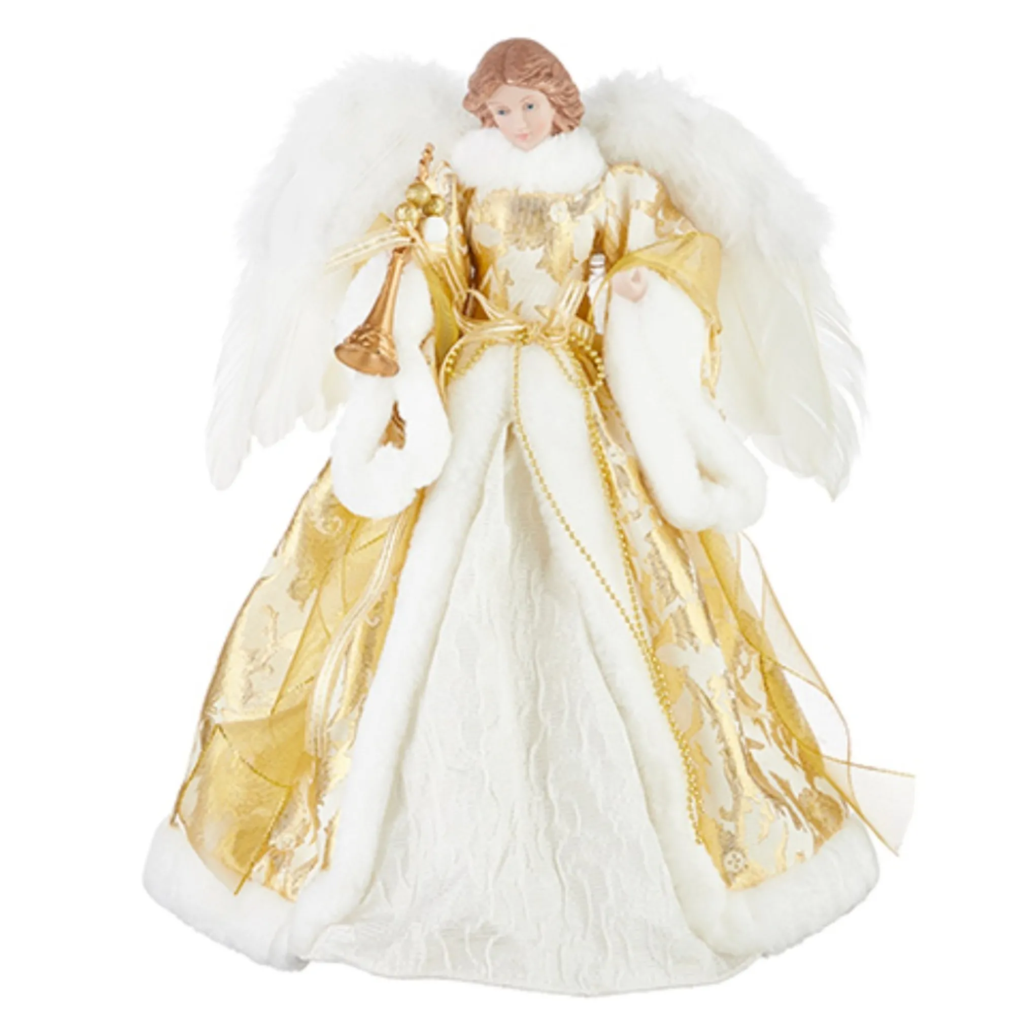 raz imports, inc Finials-Raz Imports Golden Angel Christmas Tree Topper Decoration 16 Inch