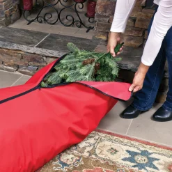 Northlight Tree Storage-Red Rolling Christmas Tree Storage Bag For Trees Up To 7.5Ft
