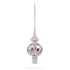 BESTPYSANKY Snowflake-Roses Bouquet On Silver Glass Christmas Tree Topper 11 Inches