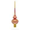 BESTPYSANKY Snowflake-Rubies On Red And Gold Glass Christmas Tree Topper 11 Inches