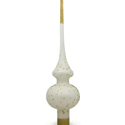 BESTPYSANKY Santa Claus-Santa Claus White Mistletoe Glass Christmas Tree Topper 11 Inches