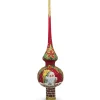 BESTPYSANKY Santa Claus-Santa Climbing Down Chimney On Red Glass Christmas Tree Topper 11 Inches