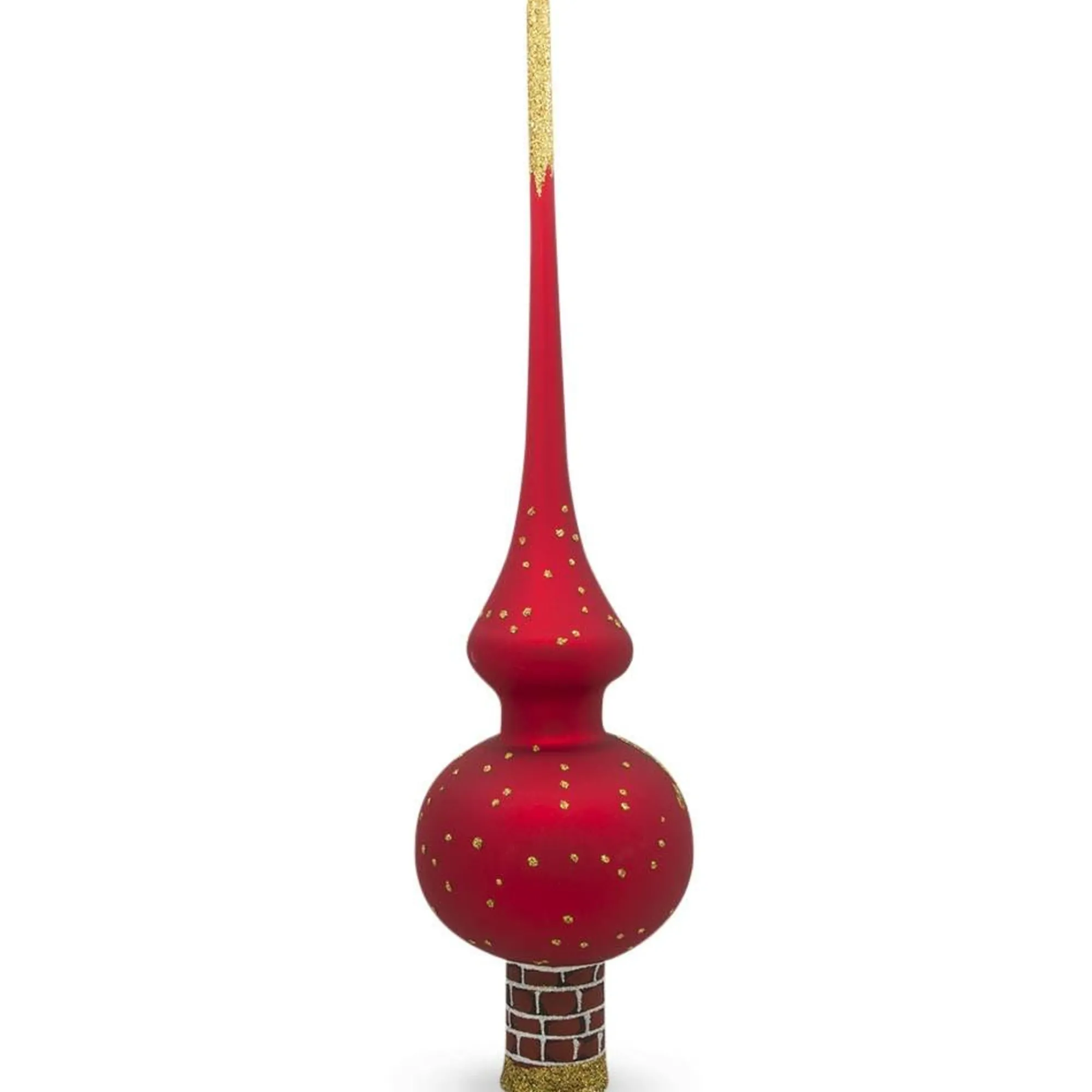 BESTPYSANKY Santa Claus-Santa Climbing Down Chimney On Red Glass Christmas Tree Topper 11 Inches - Bbb-313