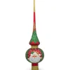 BESTPYSANKY Santa Claus-Santa Head And Mistletoe On Red Glass Christmas Tree Topper 11 Inches