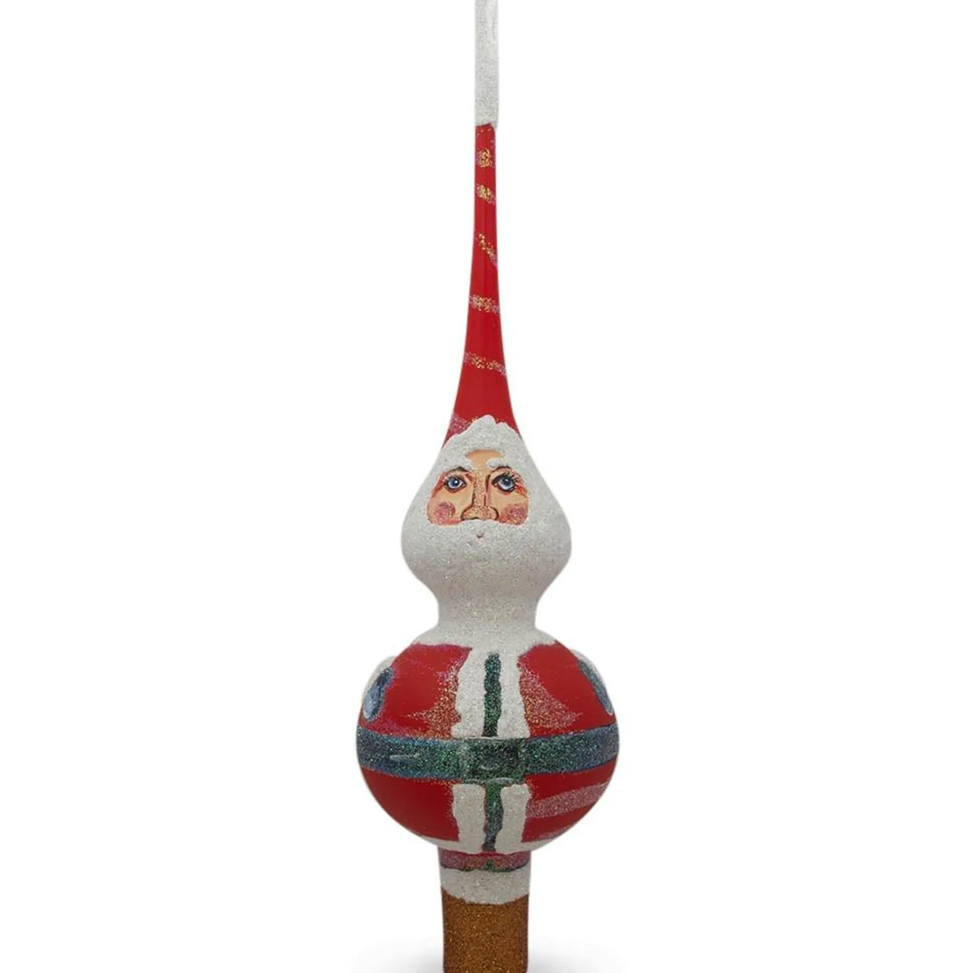 BESTPYSANKY Santa Claus-Santa In Glitter On Red Christmas Tree Topper 11 Inches - Bbb-230