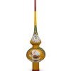 BESTPYSANKY Santa Claus-Santa Looking At Clock On Gold Glass Christmas Tree Topper 11 Inches - Bbb-283