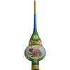 BESTPYSANKY Angels-Santa With An Angel On Blue Glass Christmas Tree Topper 11 Inches - Bbb-270-B