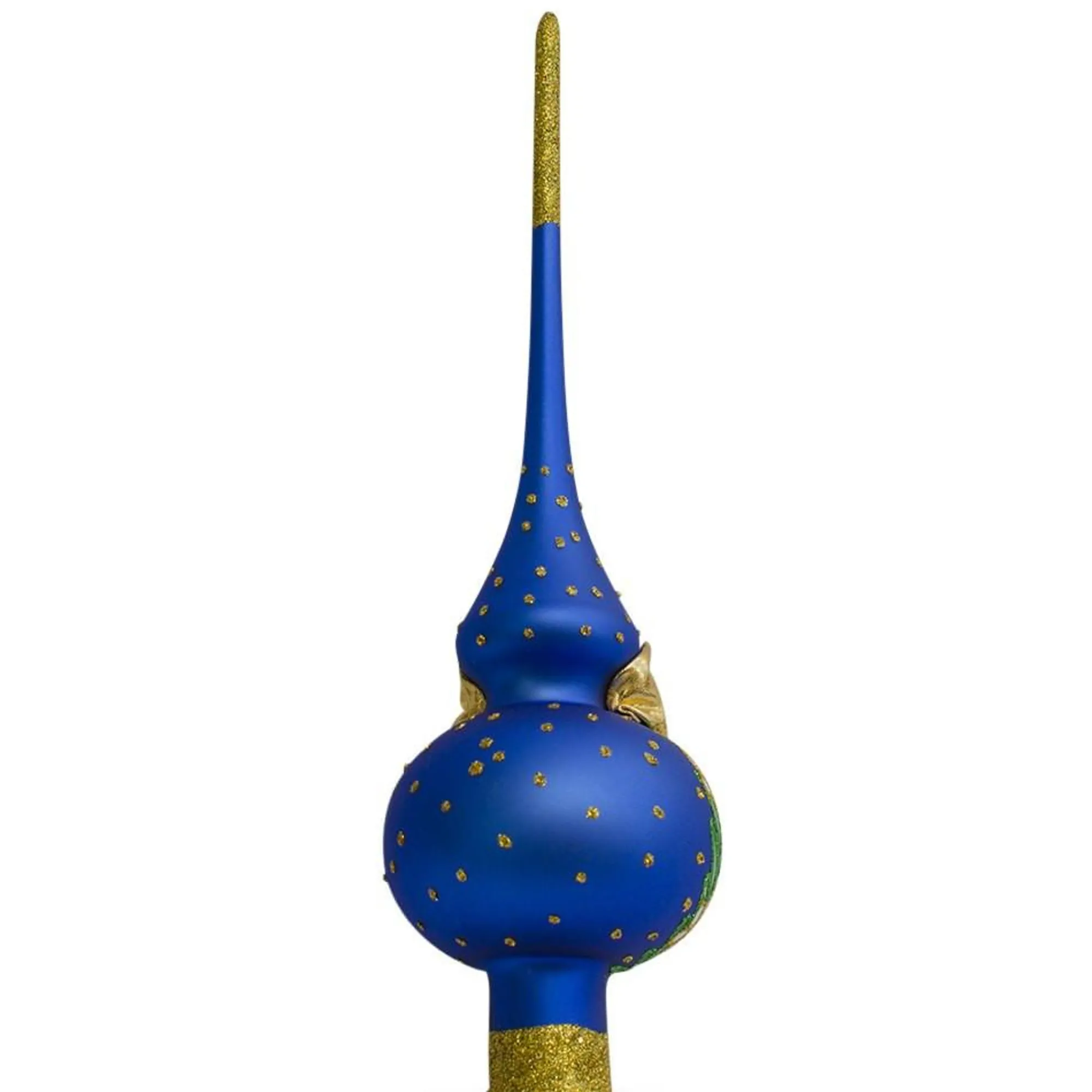 BESTPYSANKY Angels-Santa With An Angel On Blue Glass Christmas Tree Topper 11 Inches - Bbb-270-B