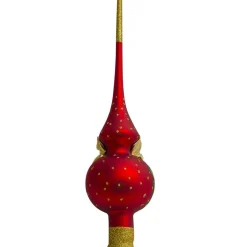 BESTPYSANKY Angels-Santa With An Angel Red Glass Christmas Tree Topper 11 Inches