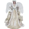 Home and Holiday Shops Finials-Santa's Workshop Gold Regal Angel With Harp Christmas Tree Topper 16 Inch