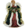 Home and Holiday Shops Finials-Santa's Workshop Green And Red Christmas Angel Tree Topper 12 Inch