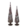 Melrose Finials-Set Of 2 Brown And Silver Weathered Bird Pine Cone Glass Finial Christmas Tree Toppers 18"