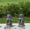Hi-Line Gifts Finials-Set Of 2 Gray Ancient Imperial Guardian Foo Dogs Figurine Statue 8"
