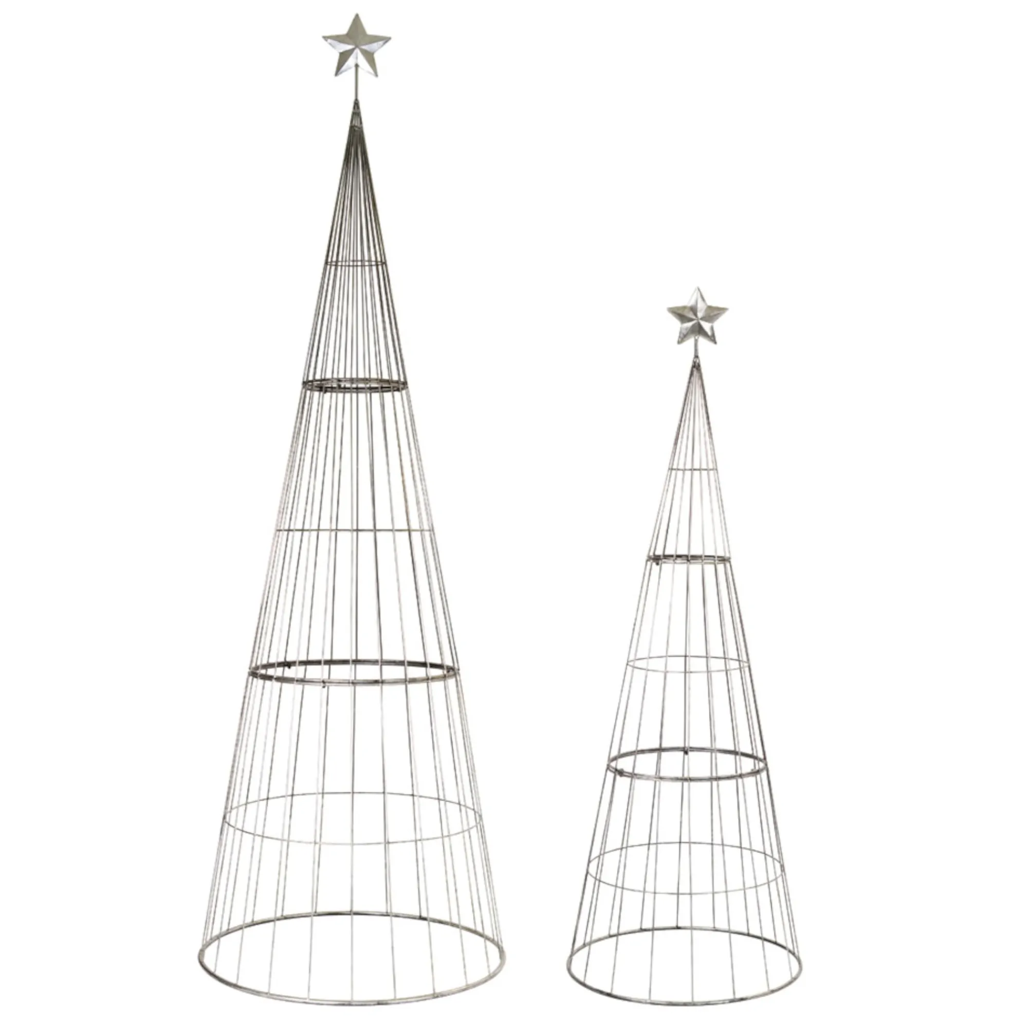 Melrose Unlit-Set Of 2 Gray Christmas Tree With Star 8'