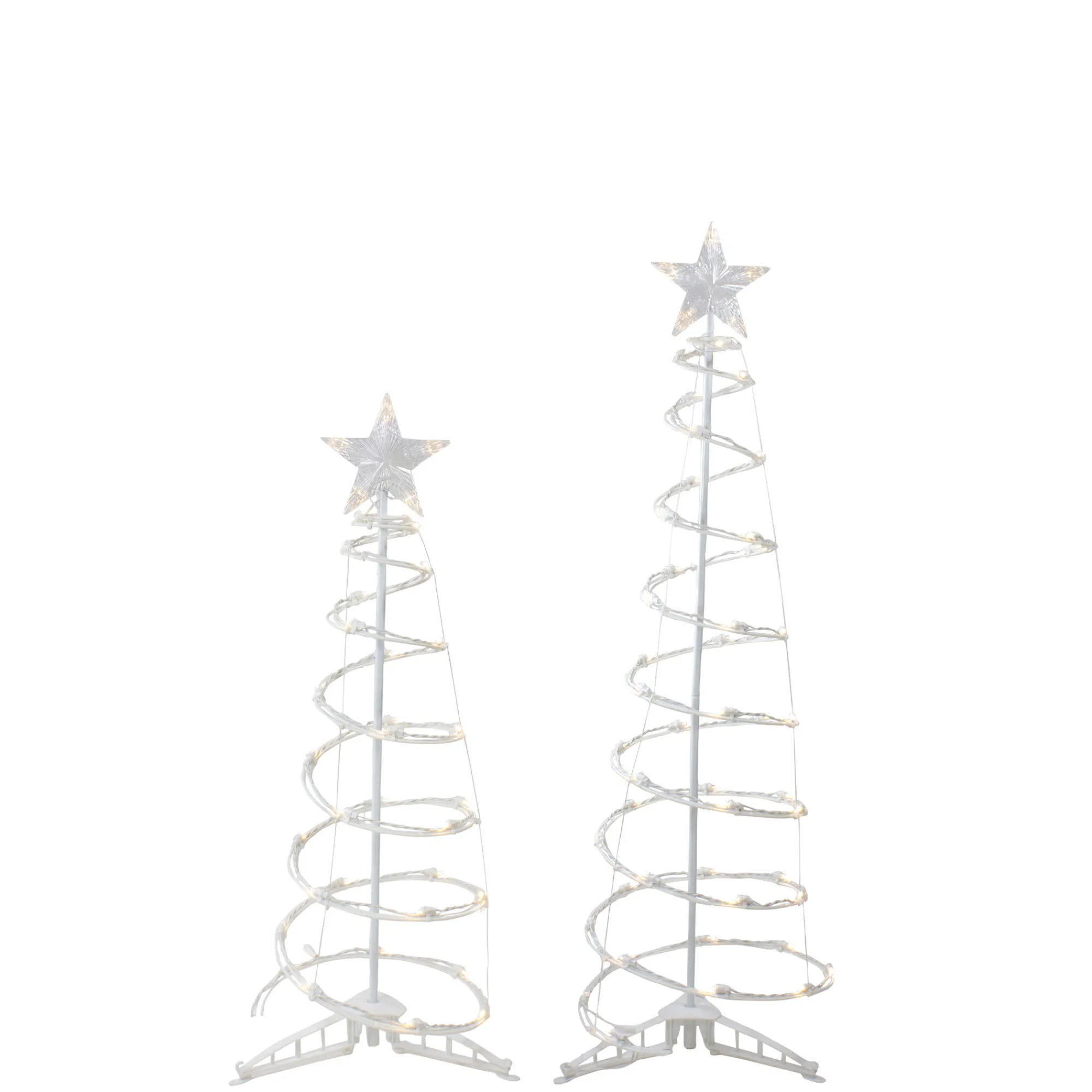 Northlight Spiral-Set Of 2 Led Lighted Warm White Outdoor Spiral Christmas Cone Trees 3', 4'