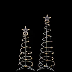 Northlight Spiral-Set Of 2 Led Lighted Warm White Outdoor Spiral Christmas Cone Trees 3', 4'