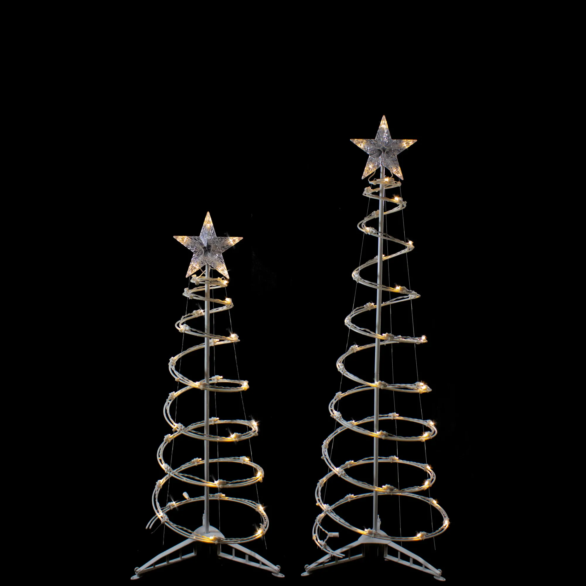Northlight Spiral-Set Of 2 Led Lighted Warm White Outdoor Spiral Christmas Cone Trees 3', 4'