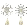Contemporary Home Living Snowflake-Set Of 12 Lighted Led Contemporary Jeweled Snowflake Christmas Tree Toppers - White Lights, 10.5"