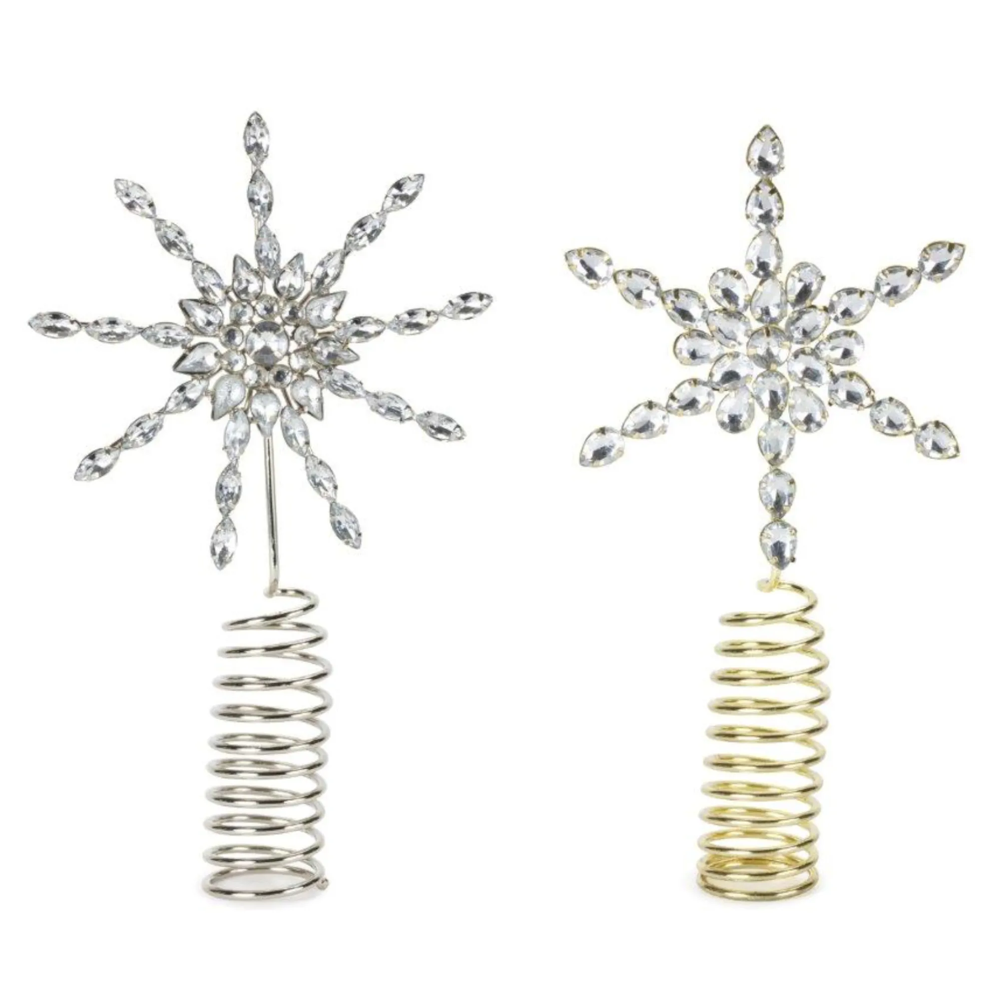 Contemporary Home Living Snowflake-Set Of 12 Lighted Led Contemporary Jeweled Snowflake Christmas Tree Toppers - White Lights, 8.5"