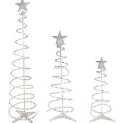 Northlight Spiral-Set Of 3 Lighted Multi-Color Spiral Christmas Trees - 3', 4', And 6'