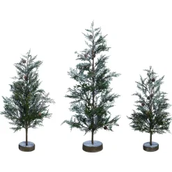 Contemporary Home Living Unlit-Set Of 3 Medium Artificial Christmas Tree, Unlit, 3"