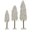 Contemporary Home Living Unlit-Set Of 3 Off-White Artificial Christmas Winter Wonderland Trees 2' - Unlit