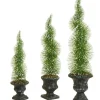 Raz Spiral-Set Of 3 Potted Sparkling Frosted Spiral Topiary Artificial Christmas Tree 1.5' - Unlit