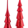 Diva At Home Finials-Set Of 2 Shining Red Glass Finial Christmas Tree Toppers 20.5"