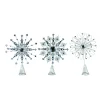 Contemporary Home Living Stars-Set Of 3 Silver And Black Christmas Snowflake Tree Topper 14"