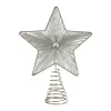 Melrose Stars-Set Of 6 Silver Beaded Star Christmas Tree Toppers, Unlit 9.25"
