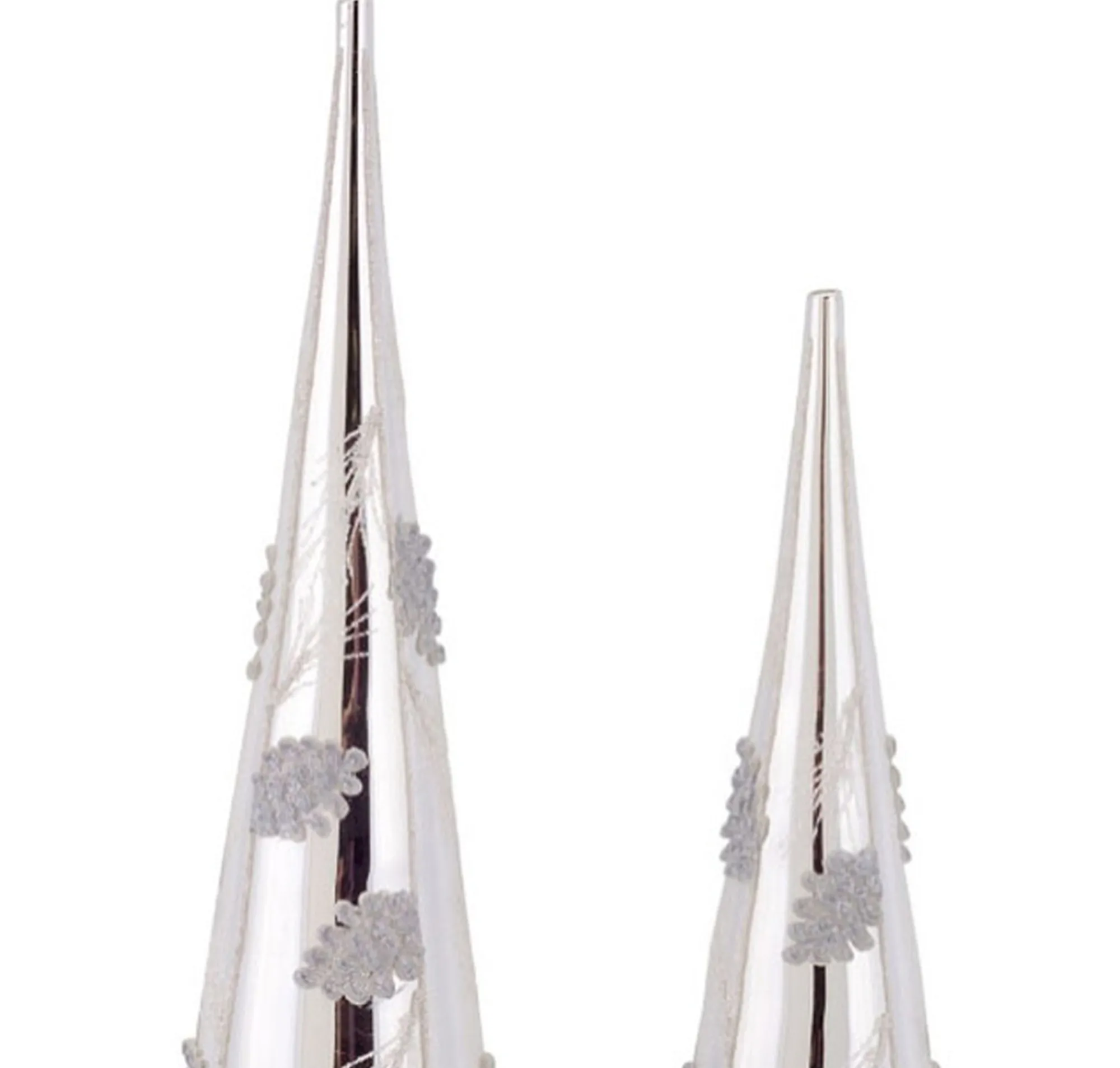 Melrose Finials-Set Of 2 Silver Pine Cone Glass Finial Christmas Tree Toppers 17.75"