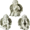 Northlight Finials-Set Of 3 Sitting Cherub Angel Decorative Outdoor Garden Statues 11"