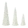 Contemporary Home Living Unlit-Set Of 3 White Resin Tall Decorative Christmas Snow Tree, 11.5"