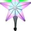 BlissLights Stars-Shining Star Christmas Tree Topper - Multicolored Led Light Show, Indoor Holiday Projector Lighting (Silver Trim, Green Stars)