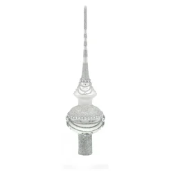 BESTPYSANKY Snowflake-Shiny Silver Glass Christmas Tree Topper 11 Inches