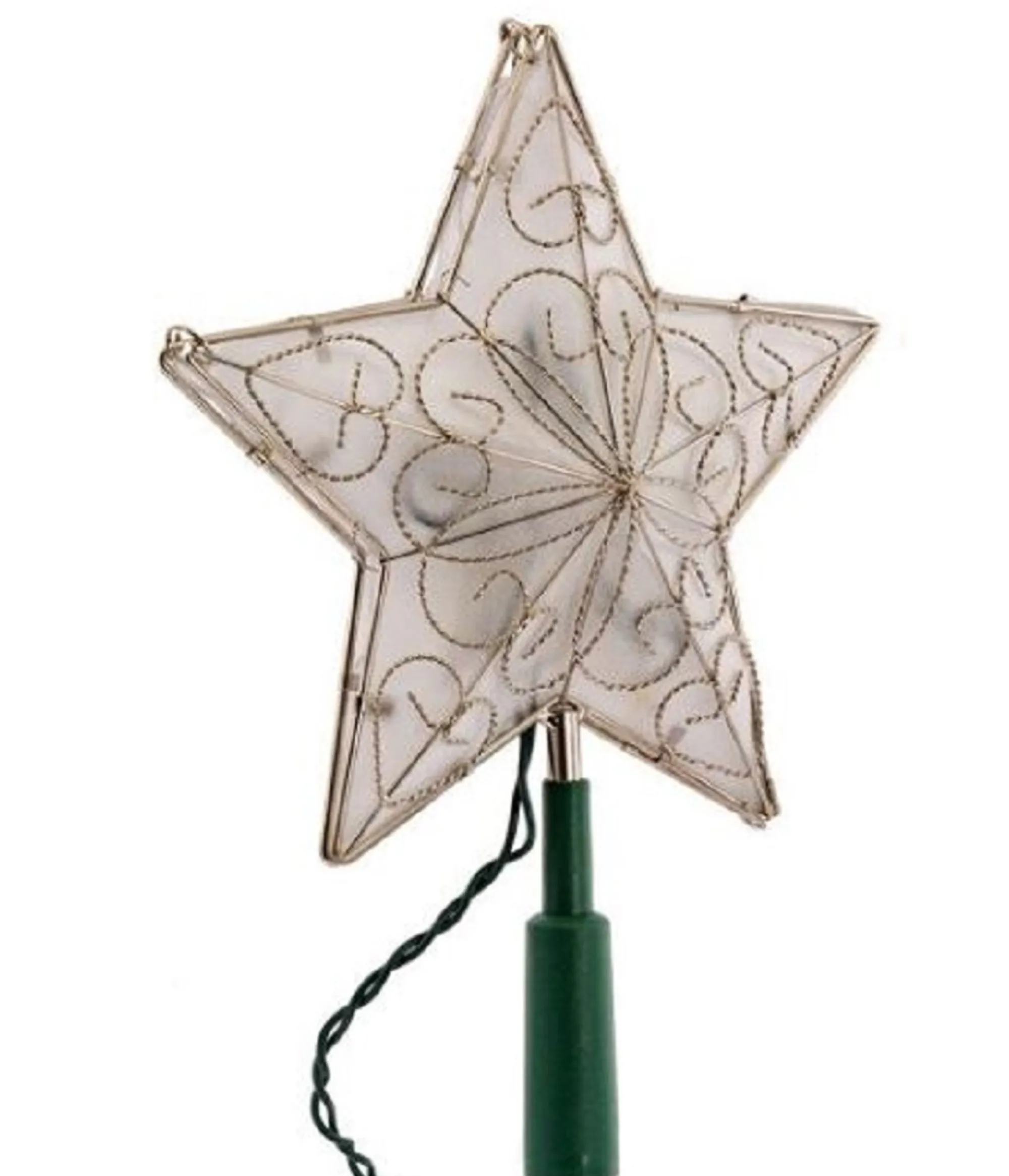 Kurt Adler Finials-Silver 5 Point Star Lighted Christmas Tree Topper Decoration 8.5 Inch Ul1857 New