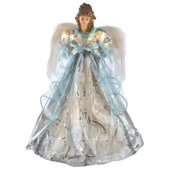 Kurt Adler Finials-Silver And Blue Angel Christmas Tree Topper 16 Inch New