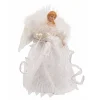 Kurt Adler Finials-Silver And White Fiber Optic Led Angel Christmas Tree Topper 12 Inch Ul1071 New