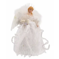 Kurt Adler Finials-Silver And White Fiber Optic Led Angel Christmas Tree Topper 12 Inch Ul1071 New