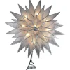 Kurt Adler Finials-Silver Glitter Sunburst Capiz Light Up Christmas Tree Topper Holiday Decoration