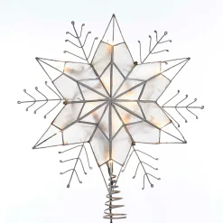 Home and Holiday Shops Finials-Silver Snowflake Star Lighted Capiz Treetopper Ul3143 14 Inch New