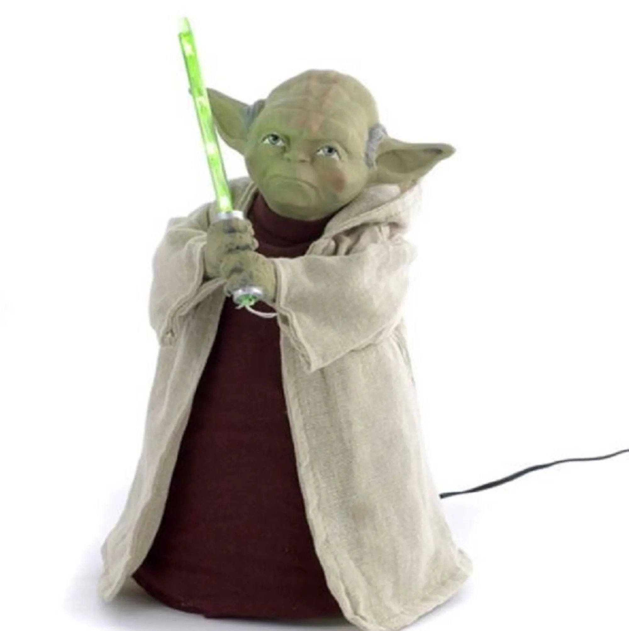 Kurt Adler Finials-Star Wars Yoda With Led Light Up Lightsaber Christmas Tree Topper Decoration New