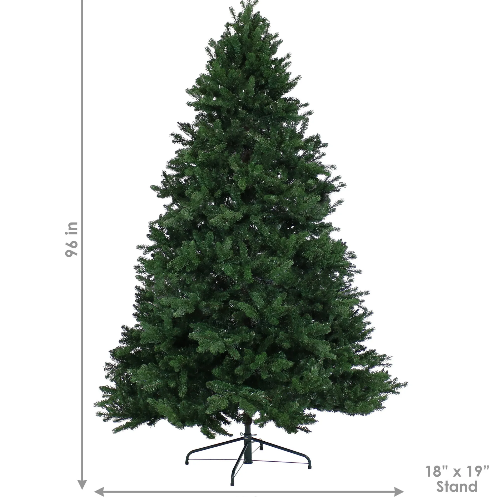 Sunnydaze Decor Unlit-Sunnydaze Indoor Artificial Unlit Majestic Pine Full Christmas Tree With Metal Stand And Hinged Branches - 8' - Green