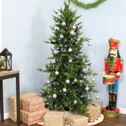 Sunnydaze Decor Unlit-Sunnydaze Indoor Artificial Unlit Slim Christmas Tree With Metal Stand And Hinged Branches - 6' - Green
