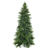 Sunnydaze Decor Unlit-Sunnydaze Indoor Artificial Unlit Slim Christmas Tree With Metal Stand And Hinged Branches - 7' - Green