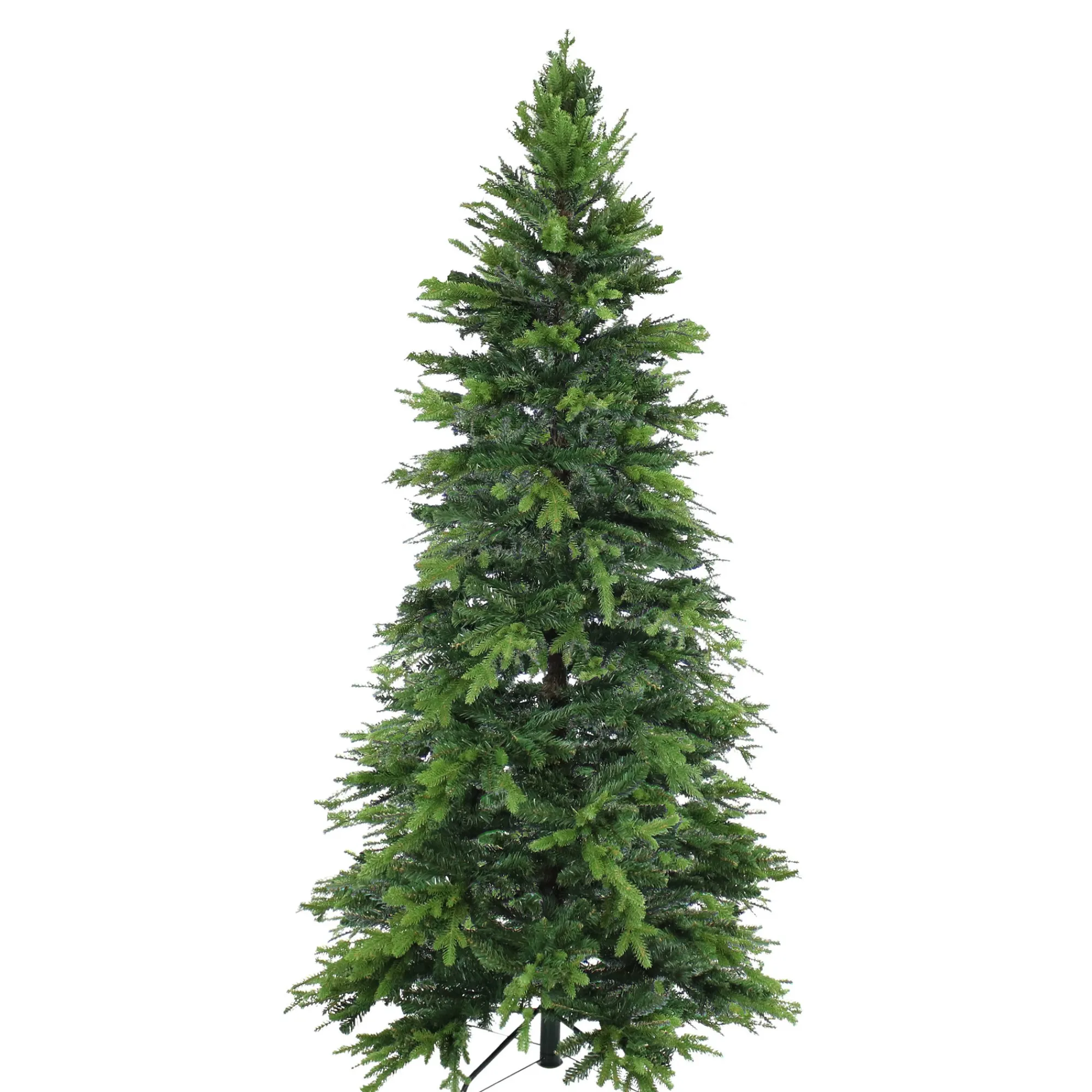 Sunnydaze Decor Unlit-Sunnydaze Indoor Artificial Unlit Slim Christmas Tree With Metal Stand And Hinged Branches - 7' - Green