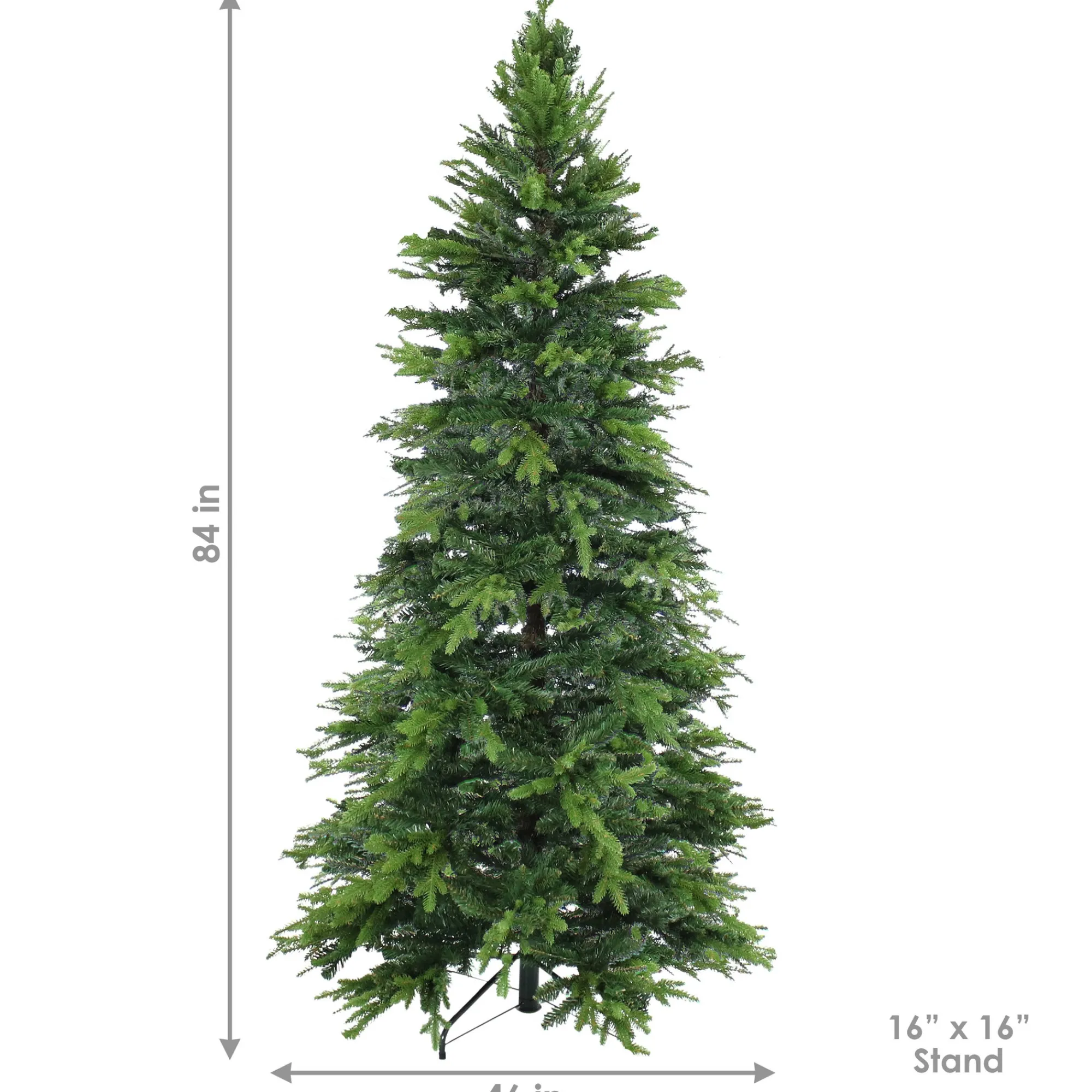 Sunnydaze Decor Unlit-Sunnydaze Indoor Artificial Unlit Slim Christmas Tree With Metal Stand And Hinged Branches - 7' - Green